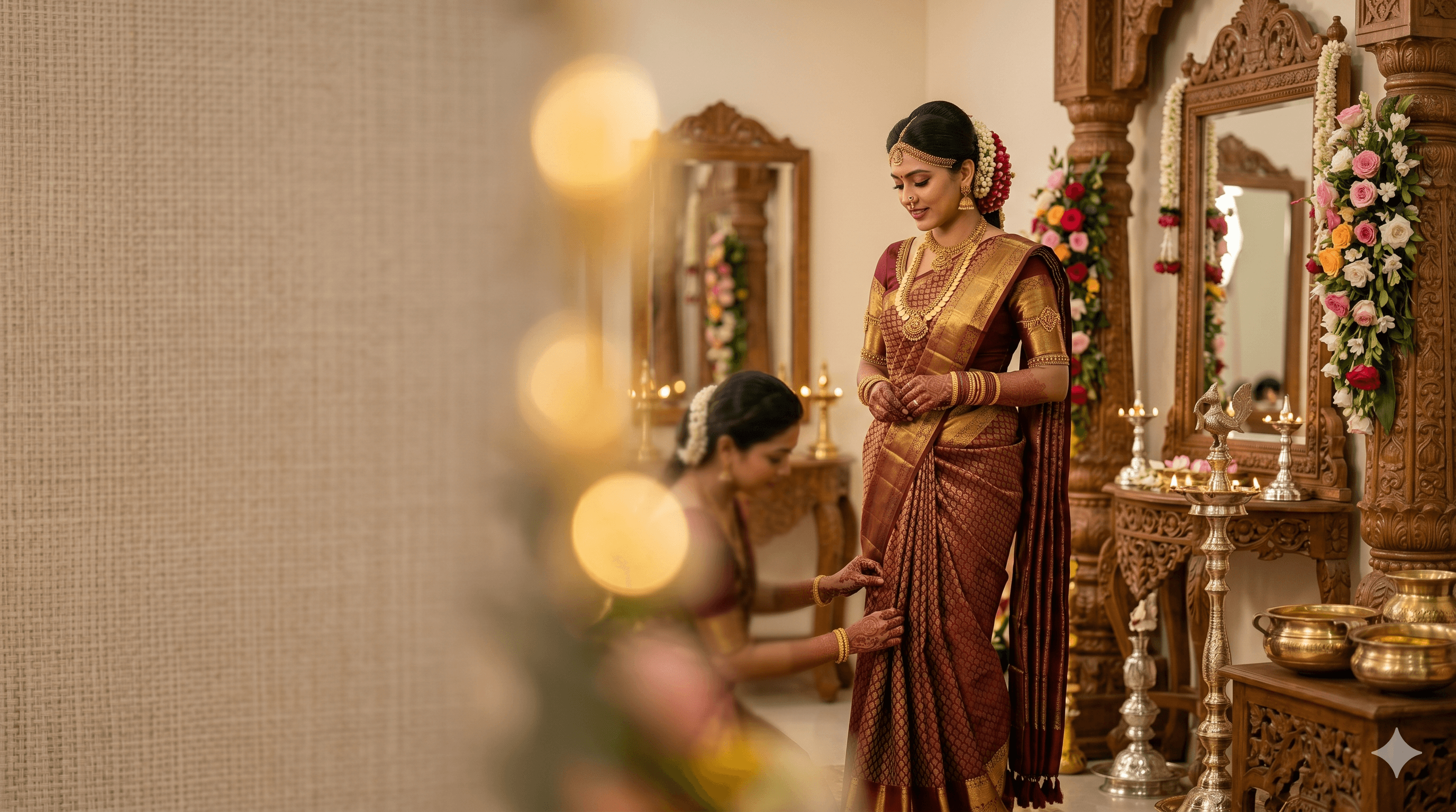 Professional bridal saree draping service